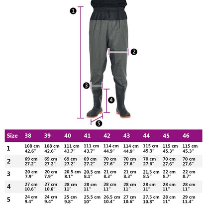 Waist Waders with Boots Dark Green Size 46