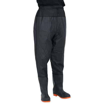 Waist Waders with Boots Black Size 43