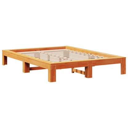 Bed Frame without Mattress Wax Brown 160x200 cm Solid Wood Pine