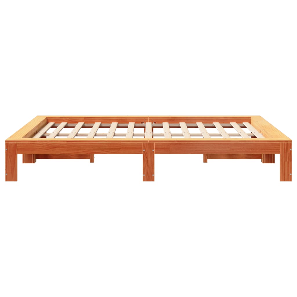 Bed Frame without Mattress Wax Brown 160x200 cm Solid Wood Pine