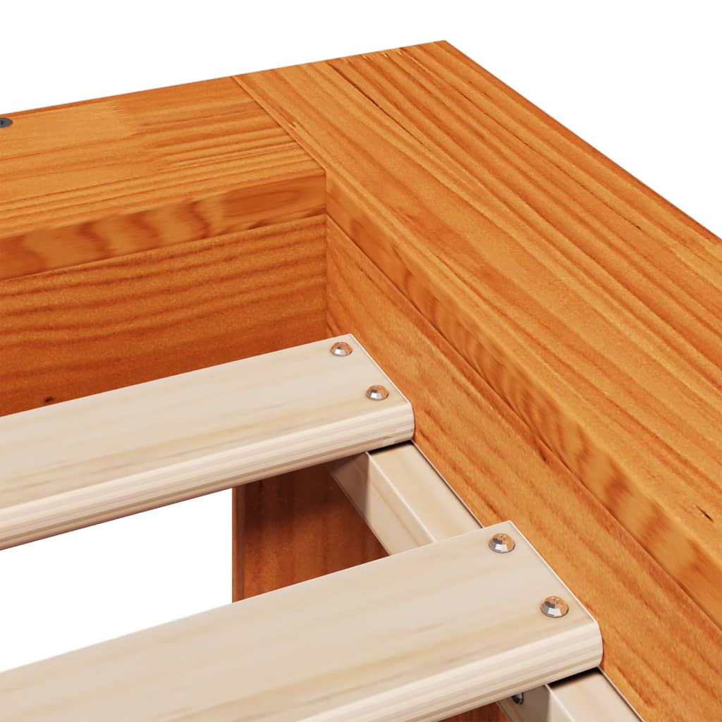 Bed Frame without Mattress Wax Brown 160x200 cm Solid Wood Pine