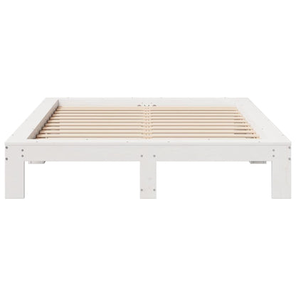 Bed Frame without Mattress White 150x200 cm King Size Solid Wood Pine