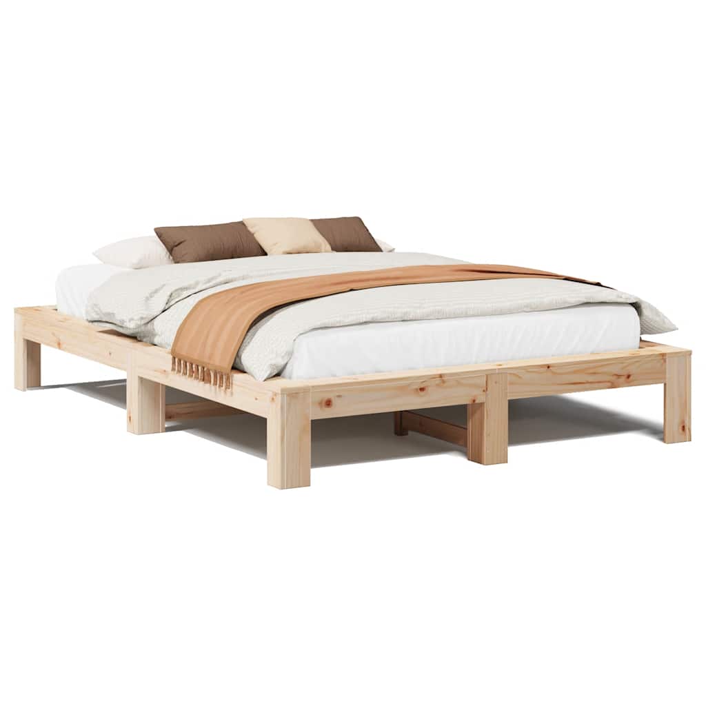Bed Frame without Mattress 140x200 cm Solid Wood Pine