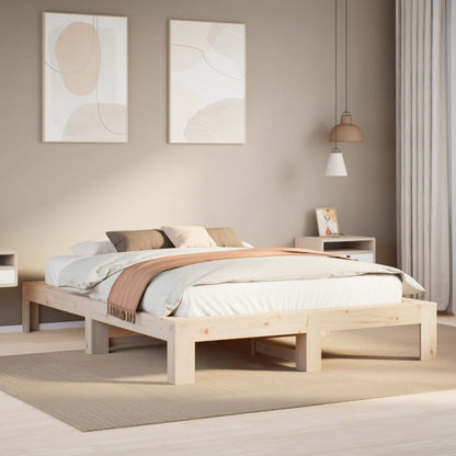 Bed Frame without Mattress 140x200 cm Solid Wood Pine