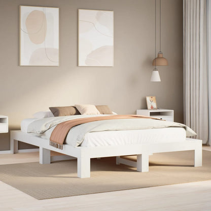 Bed Frame without Mattress White 140x190 cm Solid Wood Pine