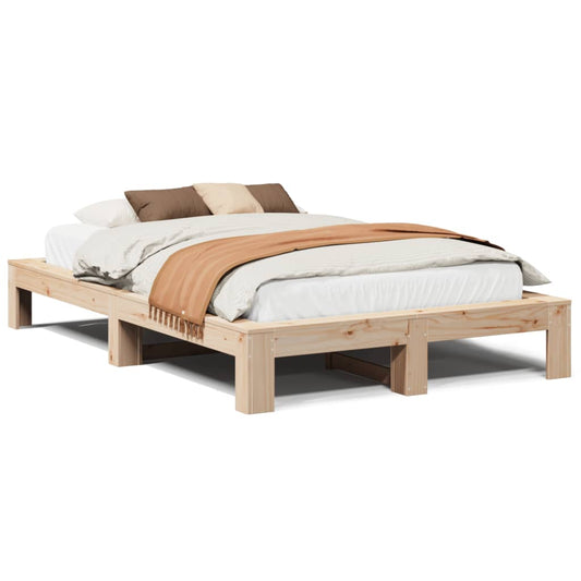 Bed Frame without Mattress 135x190 cm Double Solid Wood Pine