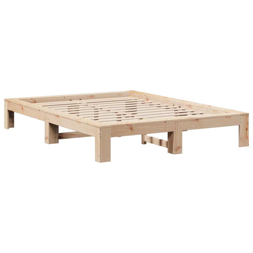 Bed Frame without Mattress 135x190 cm Double Solid Wood Pine