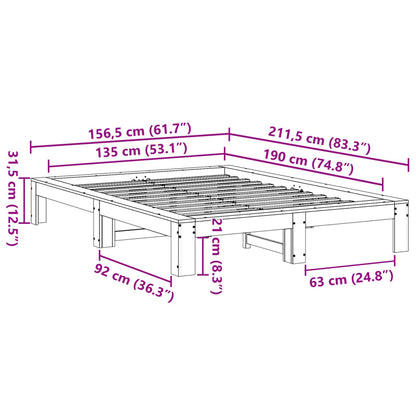 Bed Frame without Mattress 135x190 cm Double Solid Wood Pine