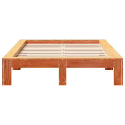 Bed Frame without Mattress Wax Brown 120x190 cm Small Double Solid Wood Pine