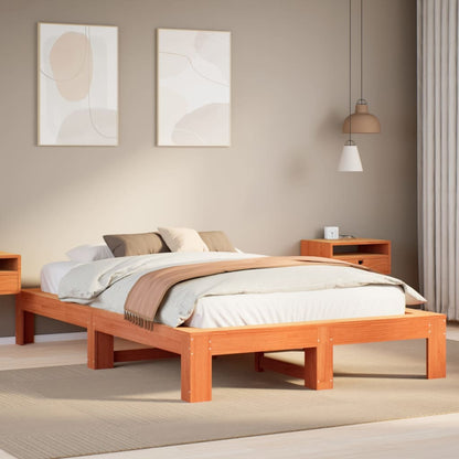 Bed Frame without Mattress Wax Brown 120x190 cm Small Double Solid Wood Pine
