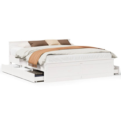 Bed Frame without Mattress with Headboard White 200x200 cm Solid Wood Pine