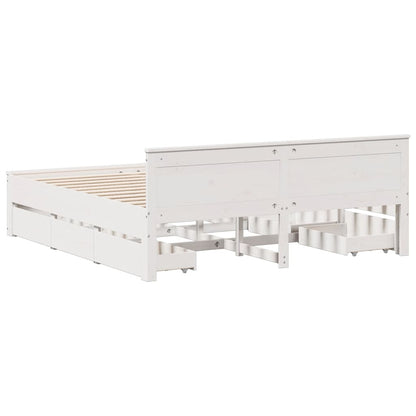 Bed Frame without Mattress with Headboard White 200x200 cm Solid Wood Pine
