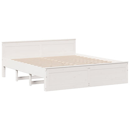 Bed Frame without Mattress with Headboard White 200x200 cm Solid Wood Pine