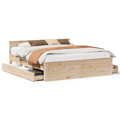 Bed Frame without Mattress with Headboard 180x200 cm Super King Solid Wood Pine