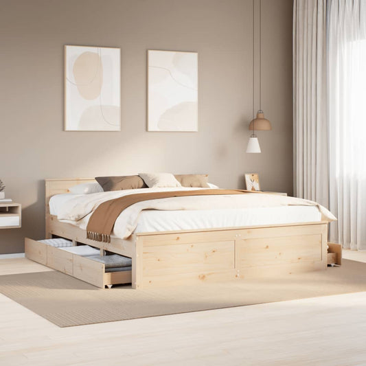 Bed Frame | Natural Wood | Solid Pine Wood | Super King | Bed Frame