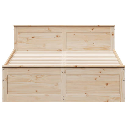 Bed Frame without Mattress with Headboard 160x200 cm Solid Wood Pine