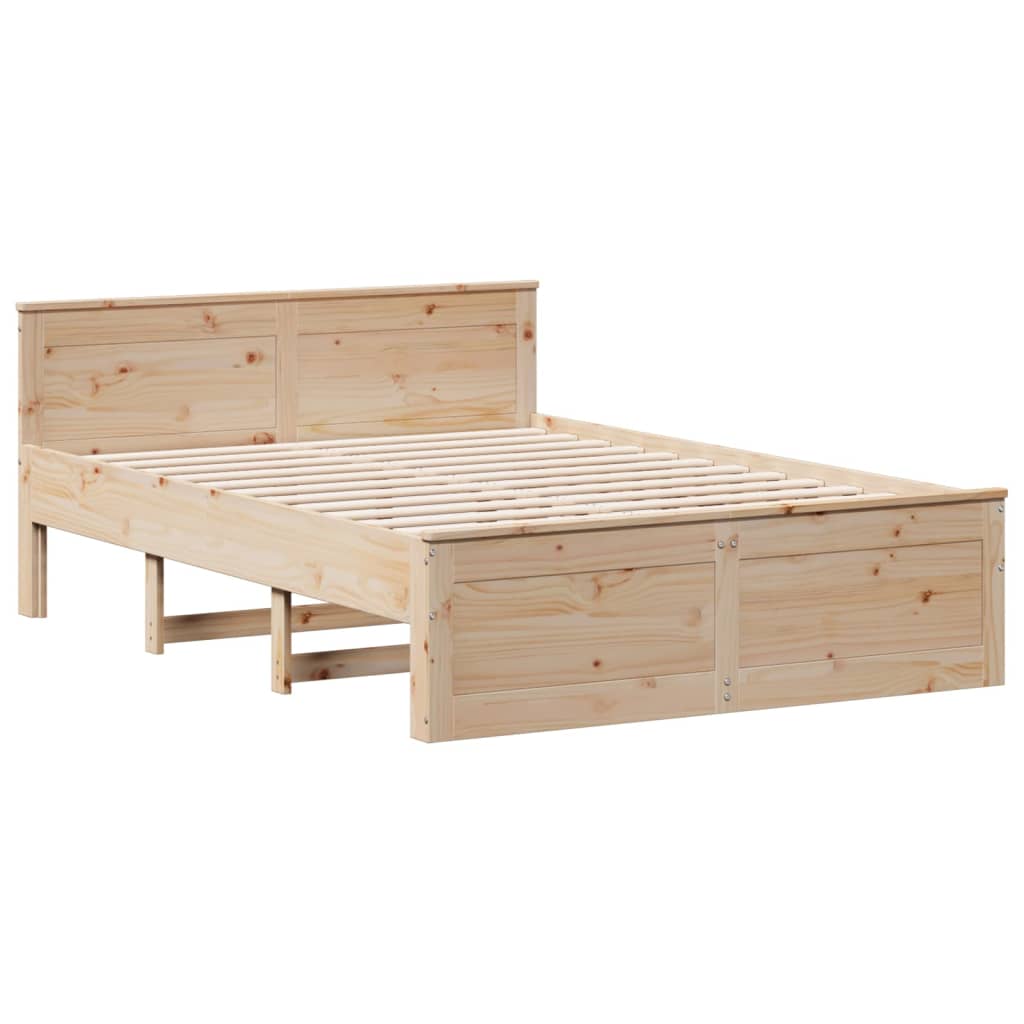 Bed Frame without Mattress with Headboard 160x200 cm Solid Wood Pine