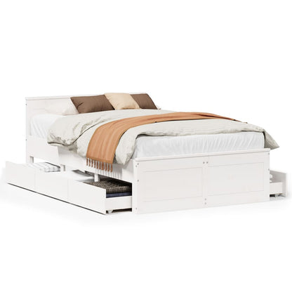 Bed Frame without Mattress with Headboard White 120x200 cm Solid Wood Pine