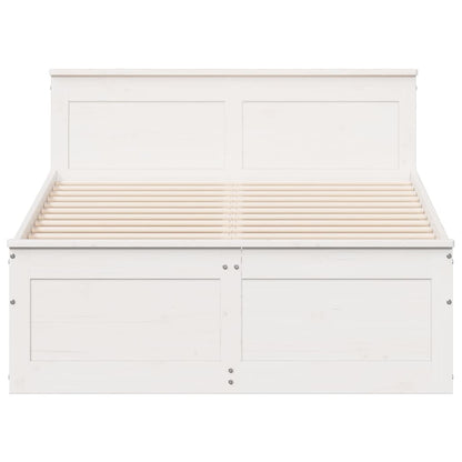 Bed Frame without Mattress with Headboard White 120x200 cm Solid Wood Pine