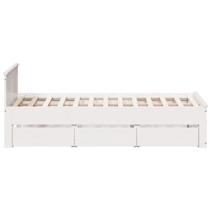 Bed Frame without Mattress with Headboard White 120x200 cm Solid Wood Pine