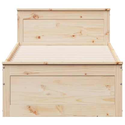Bed Frame without Mattress with Headboard 90x200 cm Solid Wood Pine