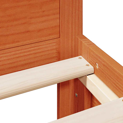 Bed Frame without Mattress with Headboard Wax Brown 140x190 cm Solid Wood Pine
