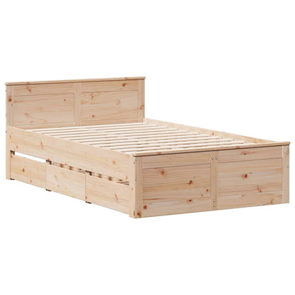 Bed Frame without Mattress with Headboard 135x190 cm Double Solid Wood Pine
