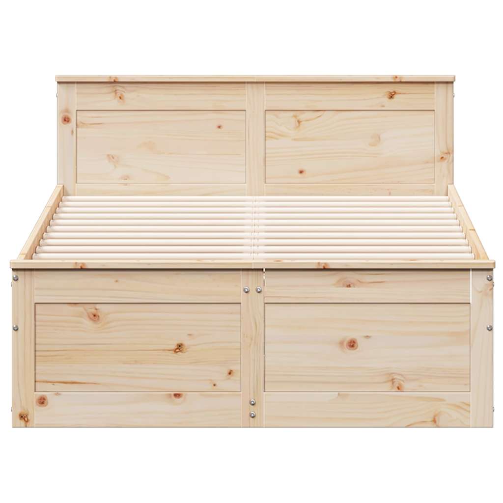 Bed Frame without Mattress with Headboard 135x190 cm Double Solid Wood Pine