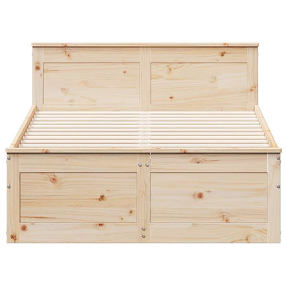 Bed Frame without Mattress with Headboard 135x190 cm Double Solid Wood Pine