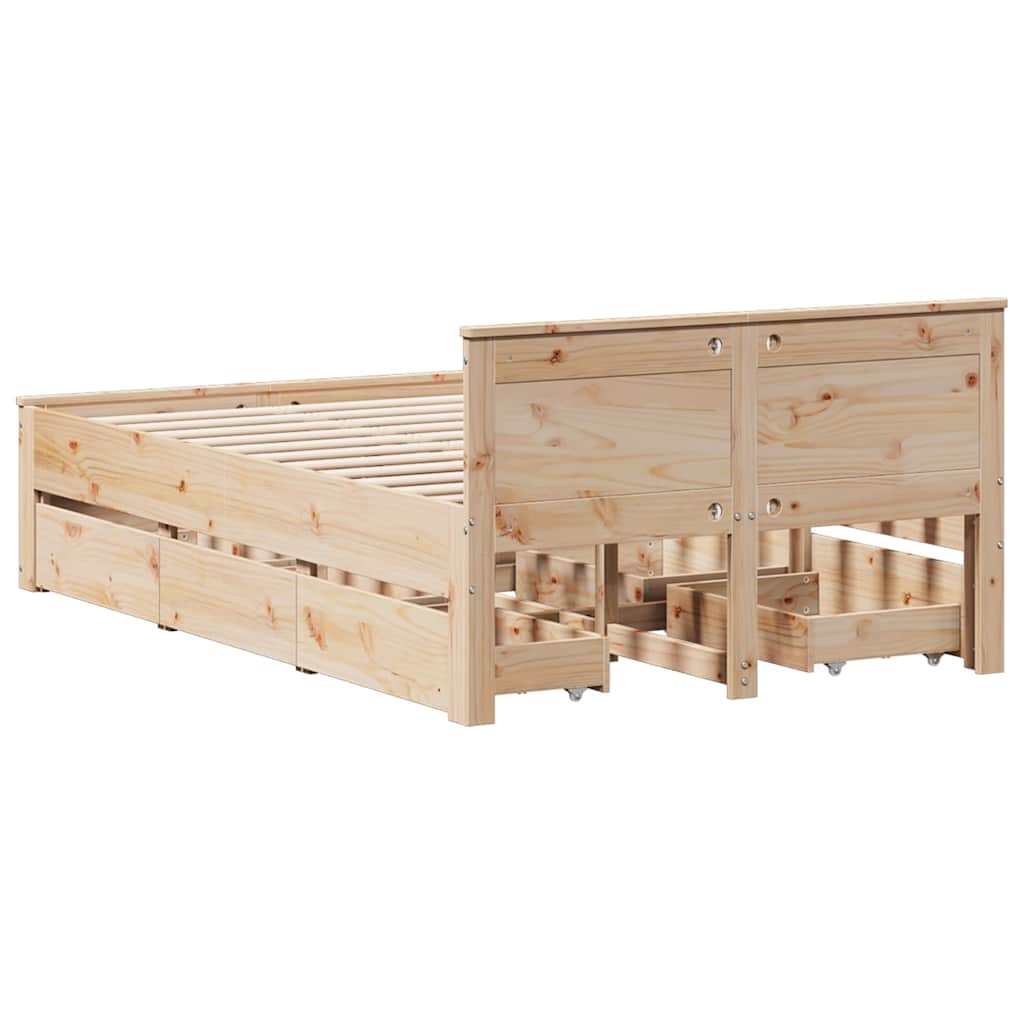 Bed Frame without Mattress with Headboard 135x190 cm Double Solid Wood Pine