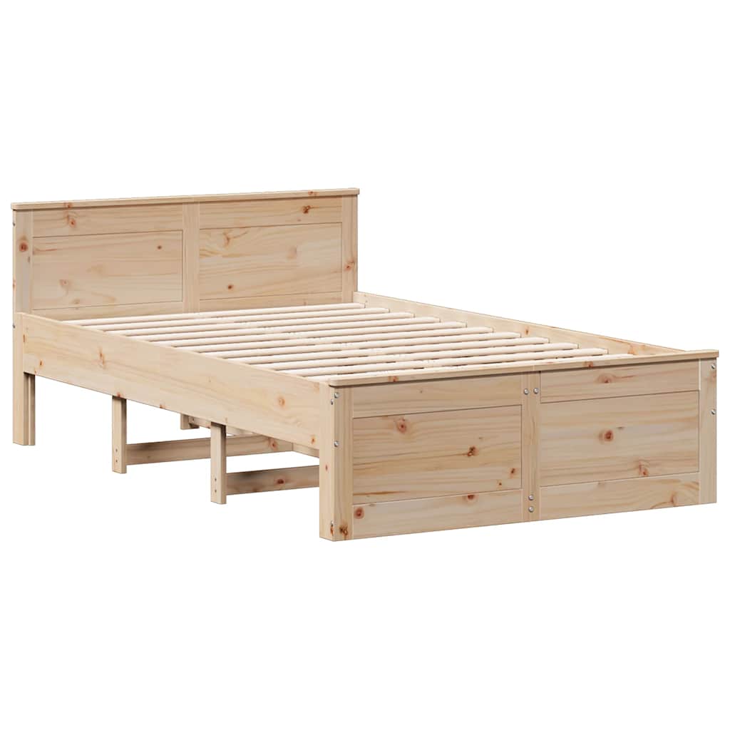 Bed Frame without Mattress with Headboard 135x190 cm Double Solid Wood Pine