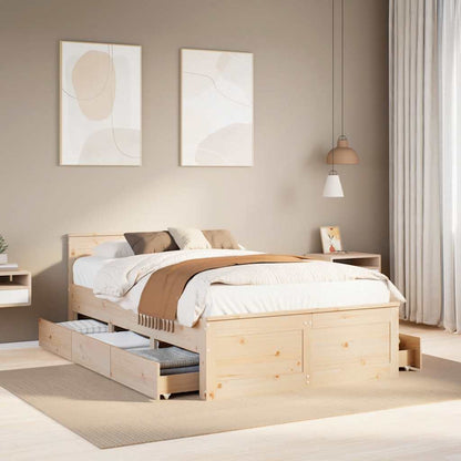 Bed Frame without Mattress with Headboard 135x190 cm Double Solid Wood Pine
