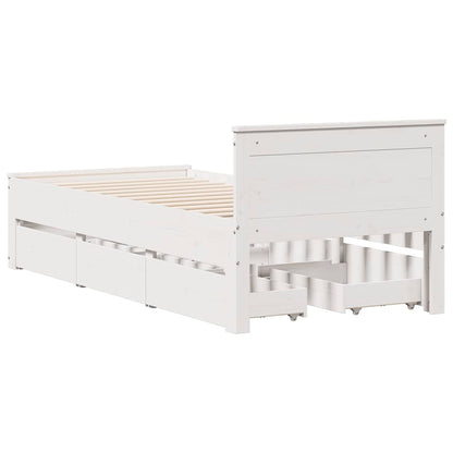 Bed Frame without Mattress with Headboard White 75x190 cm Small Single Solid Wood Pine
