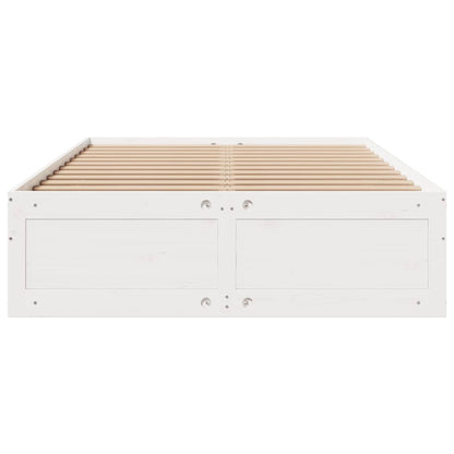 Bed Frame without Mattress with Drawers White 150x200 cm King Size Solid Wood Pine