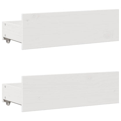 Bed Frame without Mattress with Drawers White 150x200 cm King Size Solid Wood Pine