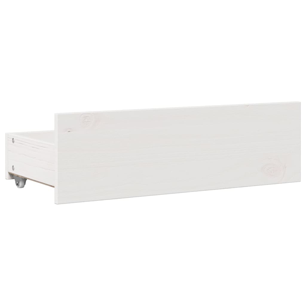 Bed Frame without Mattress with Drawers White 150x200 cm King Size Solid Wood Pine