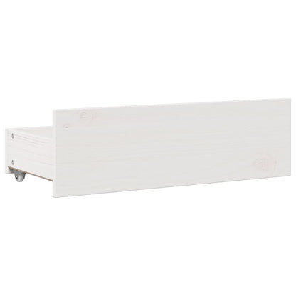 Bed Frame without Mattress with Drawers White 150x200 cm King Size Solid Wood Pine