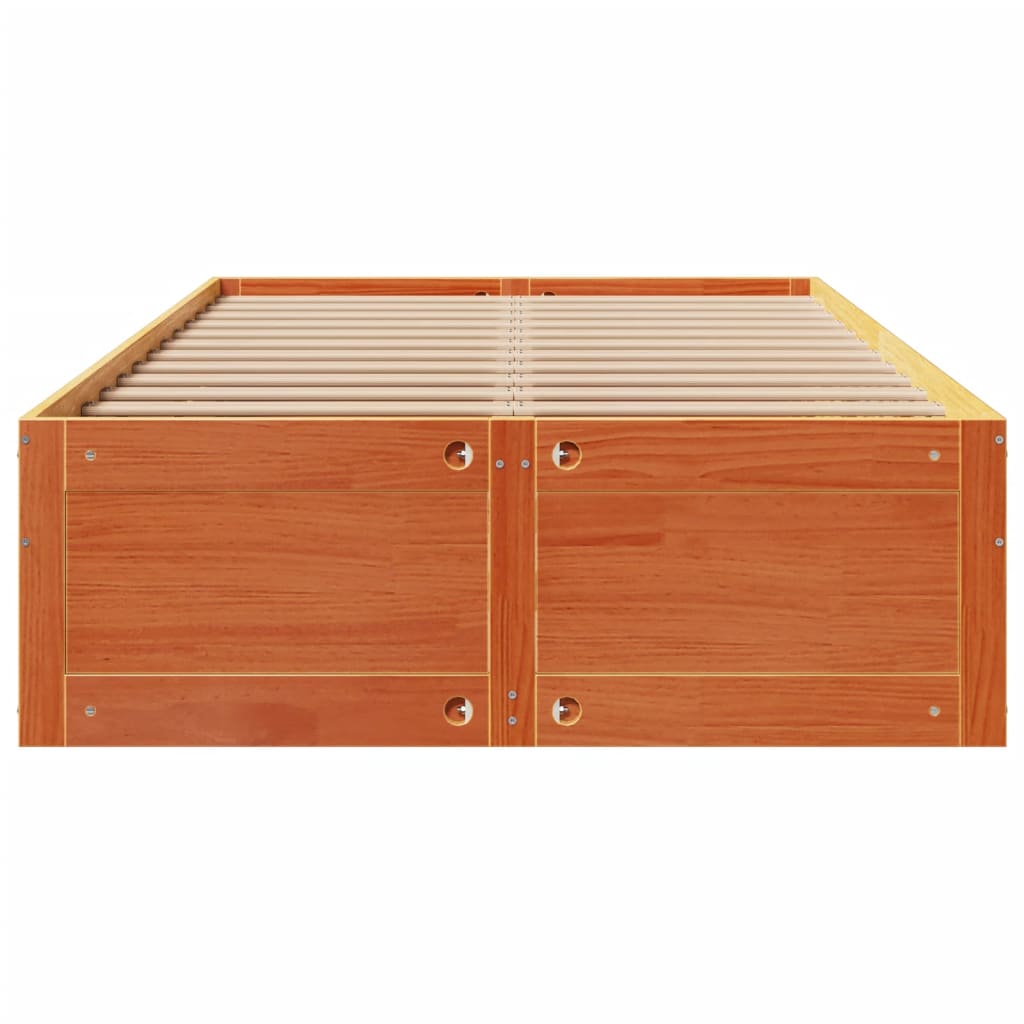 Bed Frame without Mattress with Drawers Wax Brown 120x200 cm Solid Wood Pine