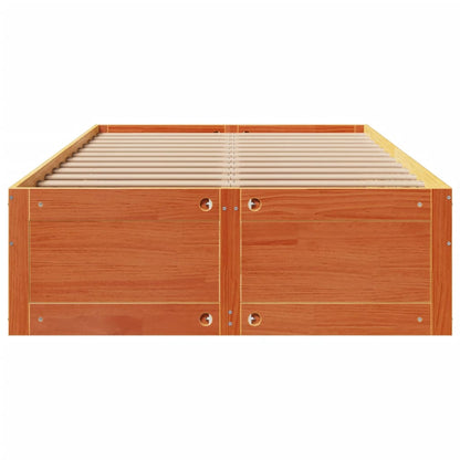 Bed Frame without Mattress with Drawers Wax Brown 120x200 cm Solid Wood Pine