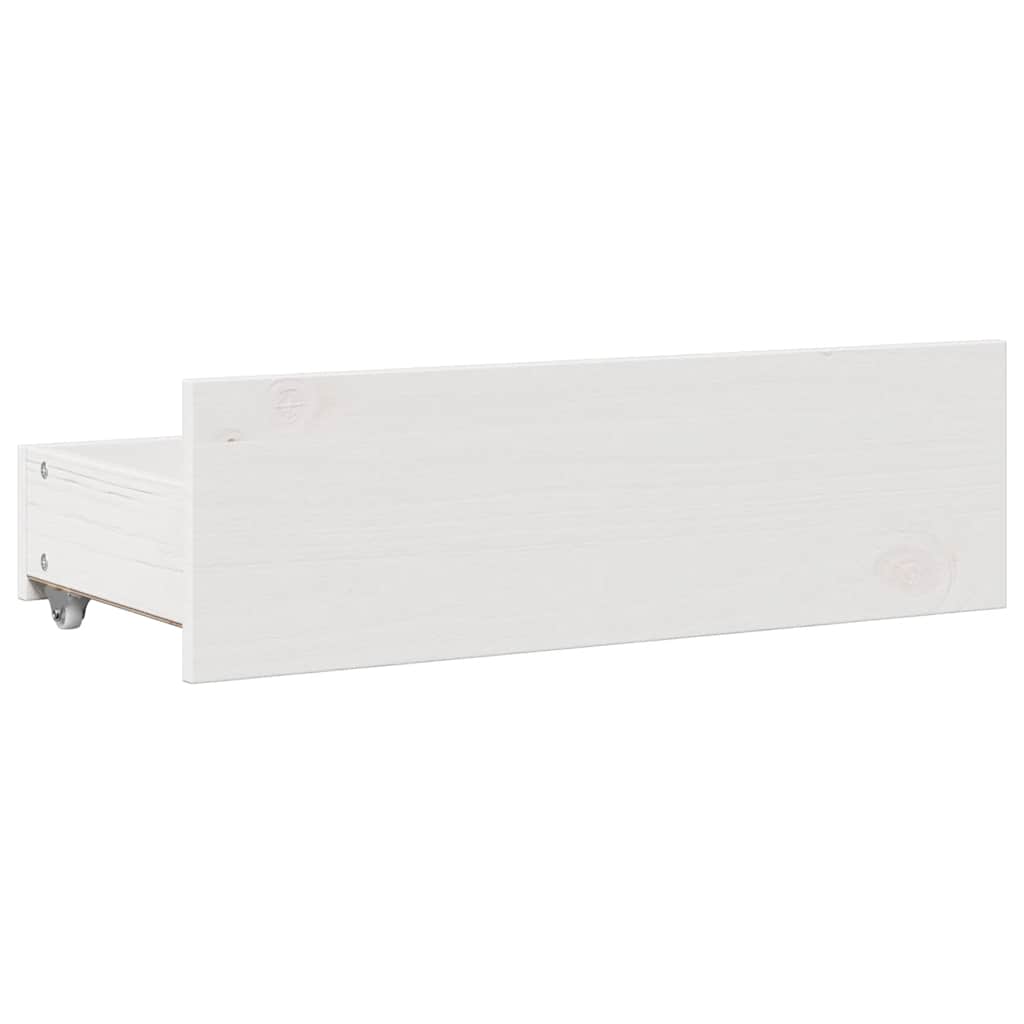 Bed Frame without Mattress with Drawers White 140x190 cm Solid Wood Pine