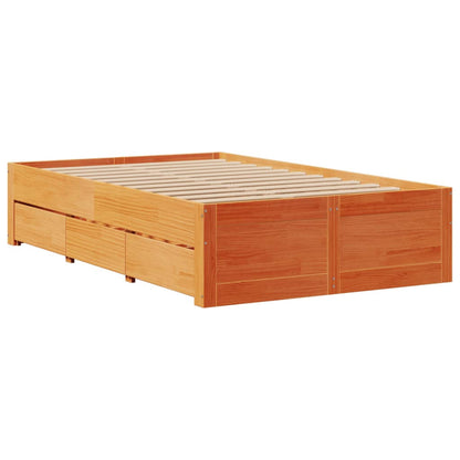 Bed Frame without Mattress with Drawers Wax Brown 120x190 cm Small Double Solid Wood Pine