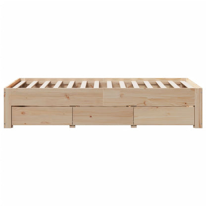 Bed Frame without Mattress with Drawers 75x190 cm Small Single Solid Wood Pine