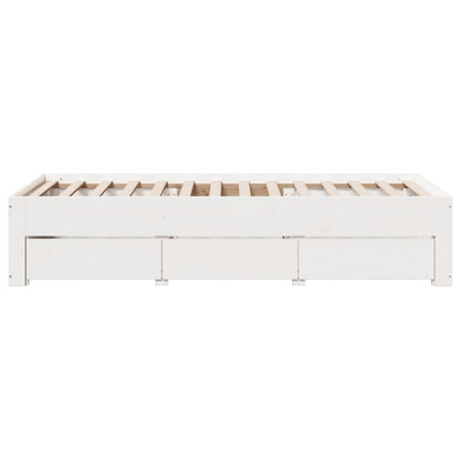 Bed Frame without Mattress with Drawers White 75x190 cm Small Single Solid Wood Pine