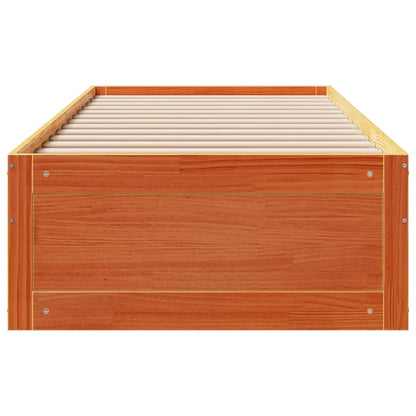 Bed Frame without Mattress with Drawers Wax Brown 75x190 cm Small Single Solid Wood Pine