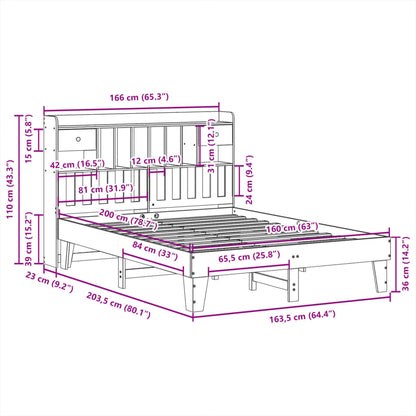 Bed Frame without Mattress White 160x200 cm Solid Wood Pine