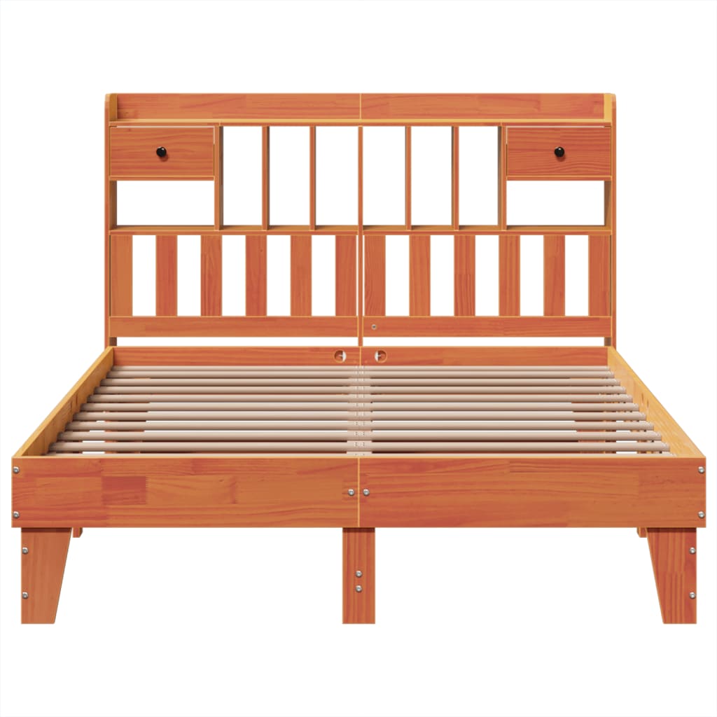 Bed Frame without Mattress Wax Brown 150x200 cm King Size Solid Wood Pine