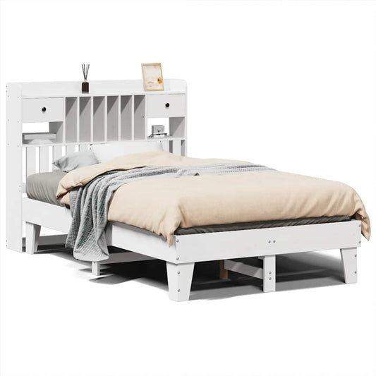 Bed Frame without Mattress White 135x190 cm Solid Wood Pine
