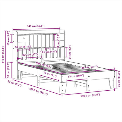 Bed Frame without Mattress White 135x190 cm Solid Wood Pine