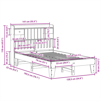Bed Frame without Mattress Wax Brown 135x190 cm Solid Wood Pine