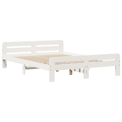 Bookcase Bed without Mattress White 150x200 cm King Size Solid Wood Pine
